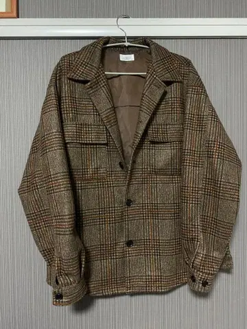 JUNRED 브라운 체크 무늬 자켓