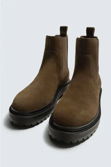 새상품 브라운 가죽 첼시 부츠