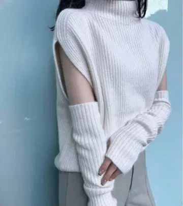 멀티 울 암워머 세트 니트 풀오버 아이보리 아뉴앙스