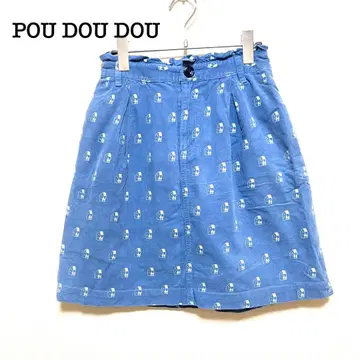 푸두두 스커트 올 패턴 코듀로이풍 블루 사다리꼴 스커트 루즈핏