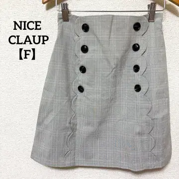 NICE CLAUP [ F ] 미니스커트 체크 무늬 그레이 계열 버튼