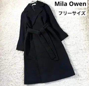 Mila Owen 블랙 벨트 롱 코트