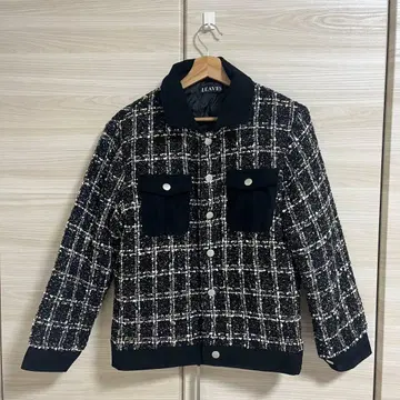 LEAVES 트위드 자켓 블랙