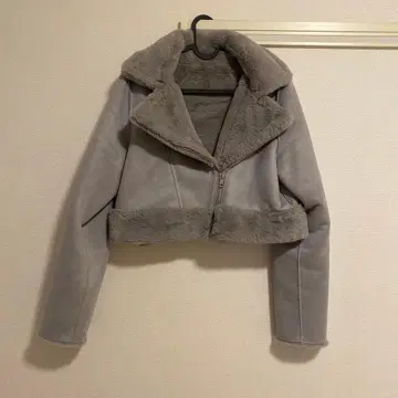 그레이 인조 모피 숏 자켓