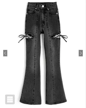 GRL 사이드 컷 아웃 리본 플레어 데님 팬츠 cu578