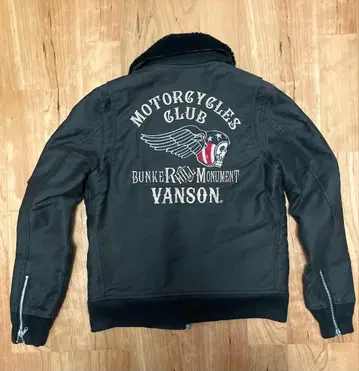 VANSON 바이커 자켓 뒷면 자수 퍼 포함