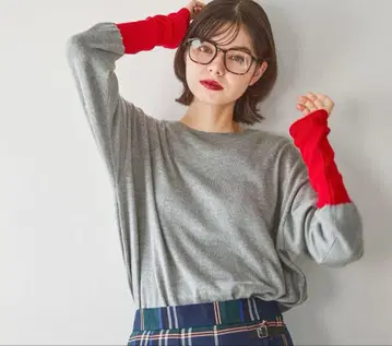 니코앤드 캐시미어 혼방 배색 니트 풀오버