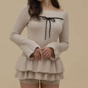 andmary Milky frill mini dress 베이지