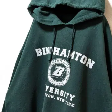 빙햄턴 대학 로고 후드 맨투맨 그린 구제 의류