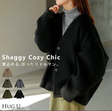 HUG.U 코지 돌먼 자켓 블랙