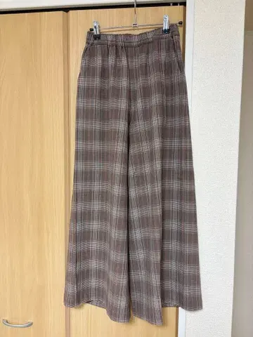 에뜨레 리 체크 와이드 팬츠