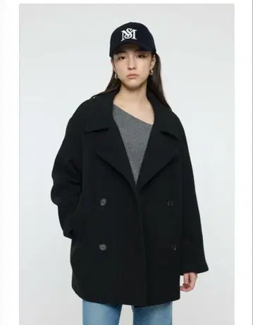 moussy 더블 브레스티드 미드 코트