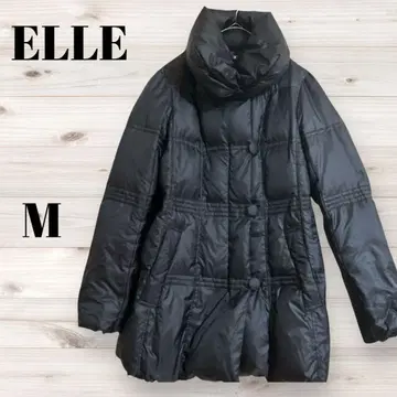 새상품급 ELLE 여배우 옷깃 다운 자켓 방한 볼륨 미들 기장 블랙 M