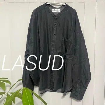 [ 새상품 ] 야마다야 LASUD MILITARY 밴드 카라 셔츠 블랙