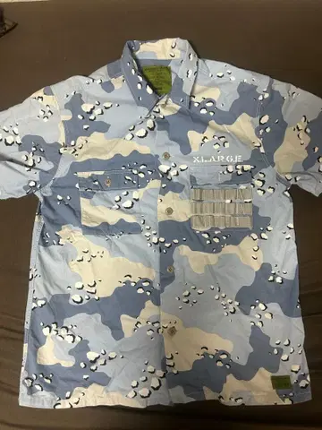 XLARGE 스카이블루 카모 패턴 반팔 셔츠 L