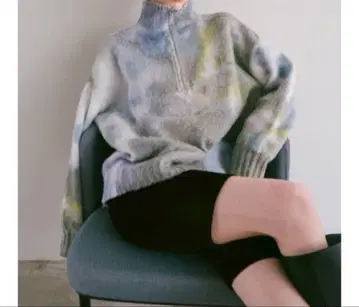 플라워 프린트 하프 지퍼 니트 sahara