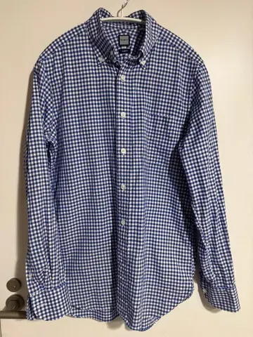 BEAMS F 깅엄 체크 버튼 다운 셔츠