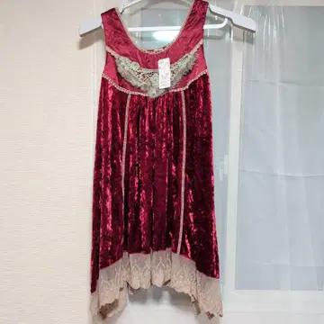 슬리브리스 무릎 기장 원피스 와인 레드