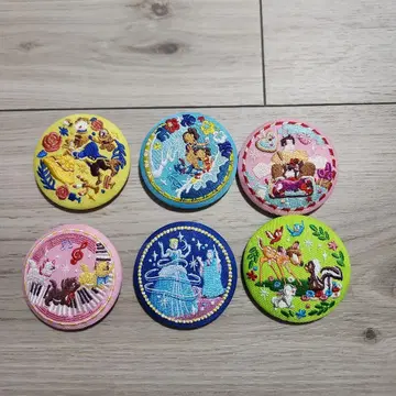 디즈니 캐릭터 자수 캔뱃지 6개 세트