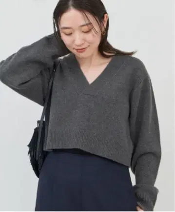 IENA 2/16 울 V넥 크롭 풀오버