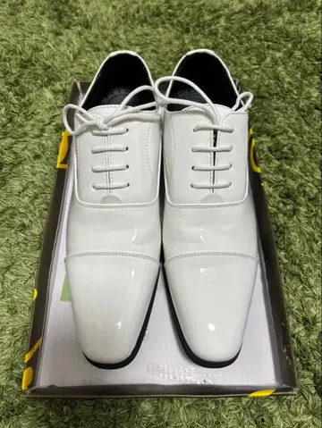 결혼식 신랑 가죽 신발 에나멜 [ 화이트 ] 24.5cm 웨딩