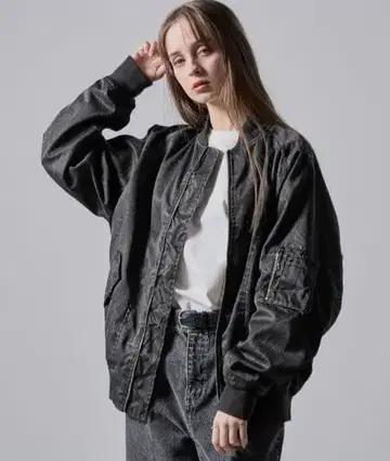 [ CLEL ] 빈티지 디자인 숏 MA-1 블루종 M