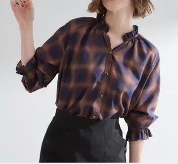 새상품 빅 사이즈 글로브 블라우스 체크 무늬 3L 15호