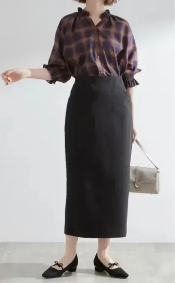 새상품 빅 사이즈 grove 블라우스 체크 무늬 3L 15호