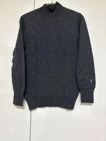 Y's 차콜 그레이 울 하이넥 스웨터