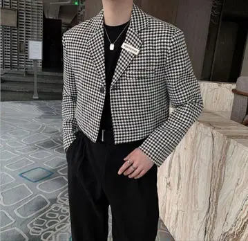 Otte ALUDE 체크 포인트 숏 탑 자켓