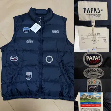 새상품 PAPAS + 파파스 다운 베스트 XL 네이비 일본제