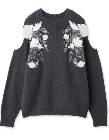 SNIDEL 23AW 자수 컷오프 니트 풀오버