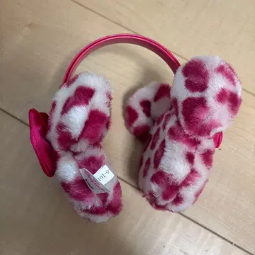 핑크 화이트 레오파드 무늬 리본 귀도리