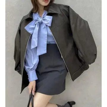 dazzlin 오버핏 인조 가죽 블루종 택 포함 새상품