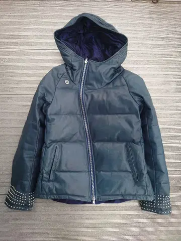 그랑 가죽 다운 자켓 사이즈 M 네이비 스터드