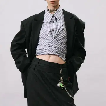 [ 미사용 새상품 ] 6 roku 코튼 롱 리본 셔츠