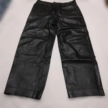 MAJESTIC 레더 블랙 와이드 팬츠 소가죽 블랙
