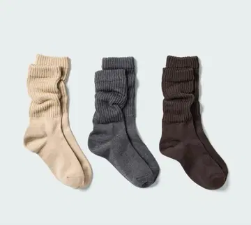 유니클로 루즈삭스 3족 세트 브라운 베이지 그레이 23~25cm