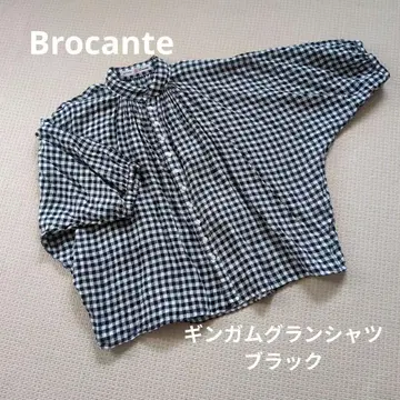 Brocante 린넨 깅엄 그랑 셔츠