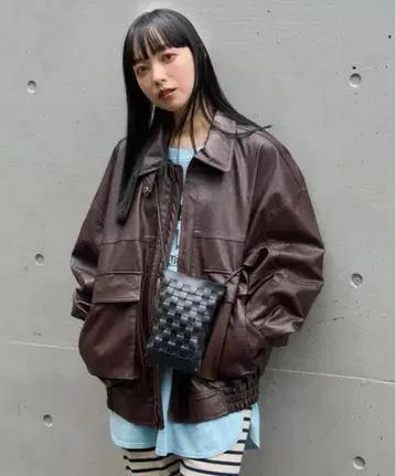 인조 가죽 블루종