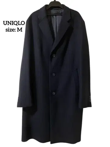 UNIQLO 유니클로 체스터 코트 캐시미어 혼방 롱 네이비 M