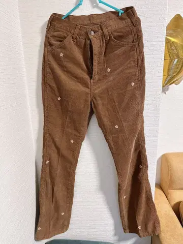 랭글러 꽃무늬 브라운 코듀로이 팬츠