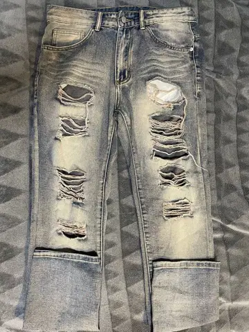 데미지 가공 데님 팬츠 사이즈 S