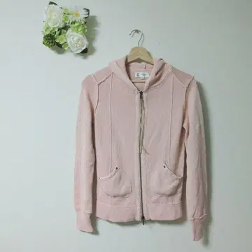 새상품급 MK MICHEL KLEIN 핑크 코튼 후드티 [ 38/M ]