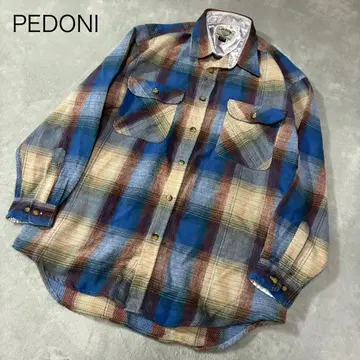 새상품급 PEDONI 옴브레 체크 셔츠 L 사이즈 멀티 컬러