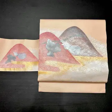 나고야 오비 시오제 유젠 염색 중고 핑크 베이지 so208