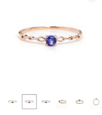 비주 bizoux 탄자나이트 K10 핑크 골드 반지 줄리