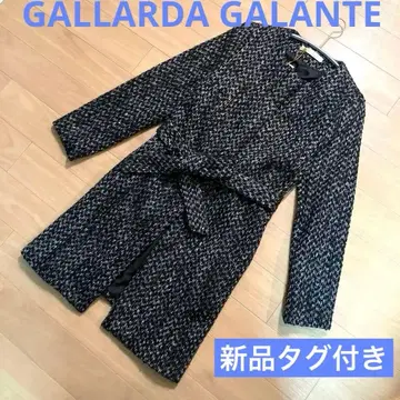 [ 새상품 ] 개럴개런트 노카라 트위드 코트 허리 벨트 리본