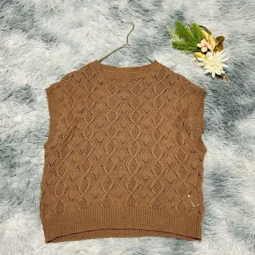 FLASH BLUE 플래시 블루 (M) 니트 베스트 크루넥 브라운