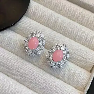 엘레강트한 핑크 오벌 귀걸이